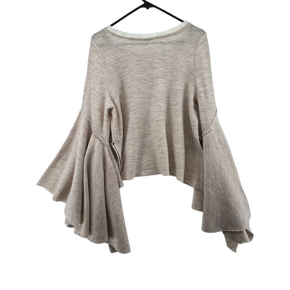 Free People Keep You Sweater Size Small Oversized Sleeves 100% Wool Cream - Picture 6 of 7